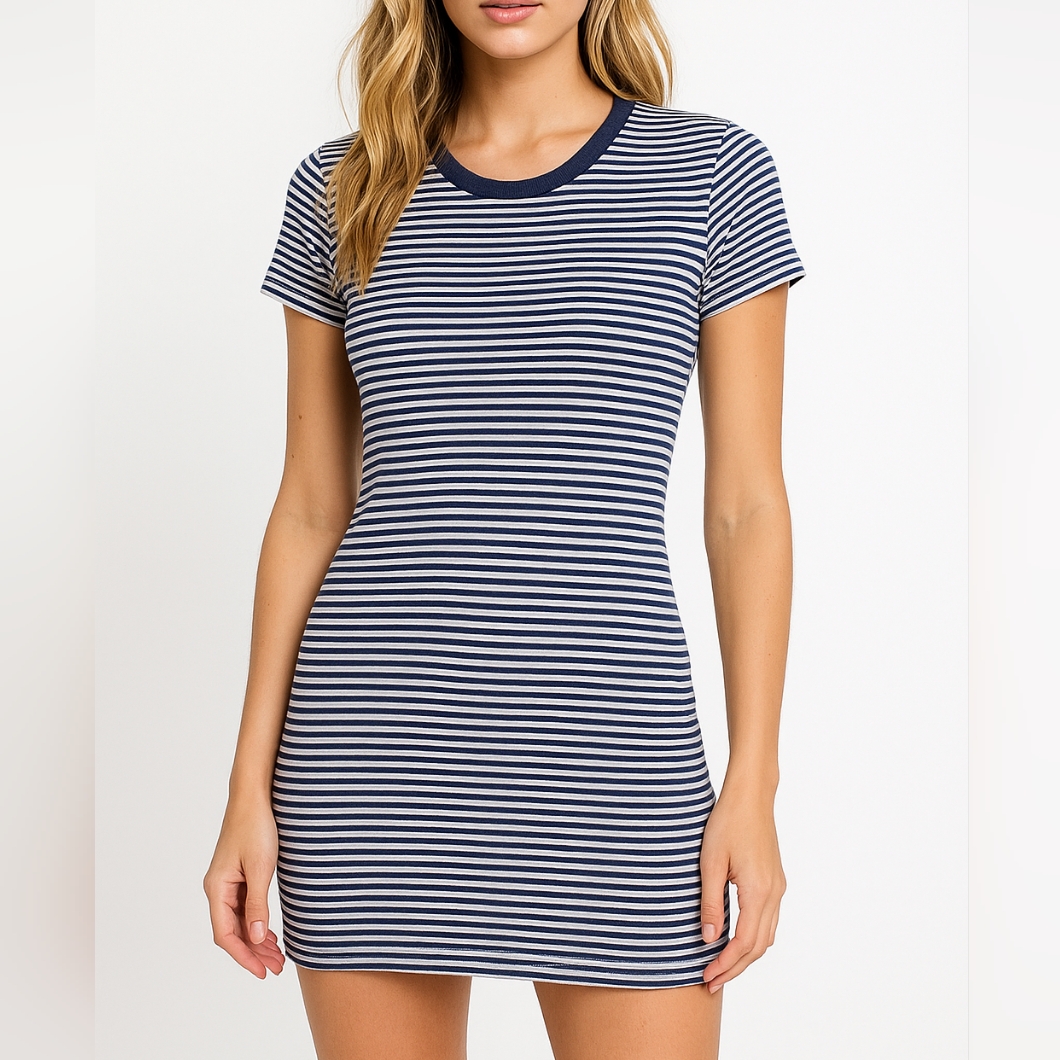Target Universal Thread Blue & White Striped Cotton T-Shirt Dress Size S